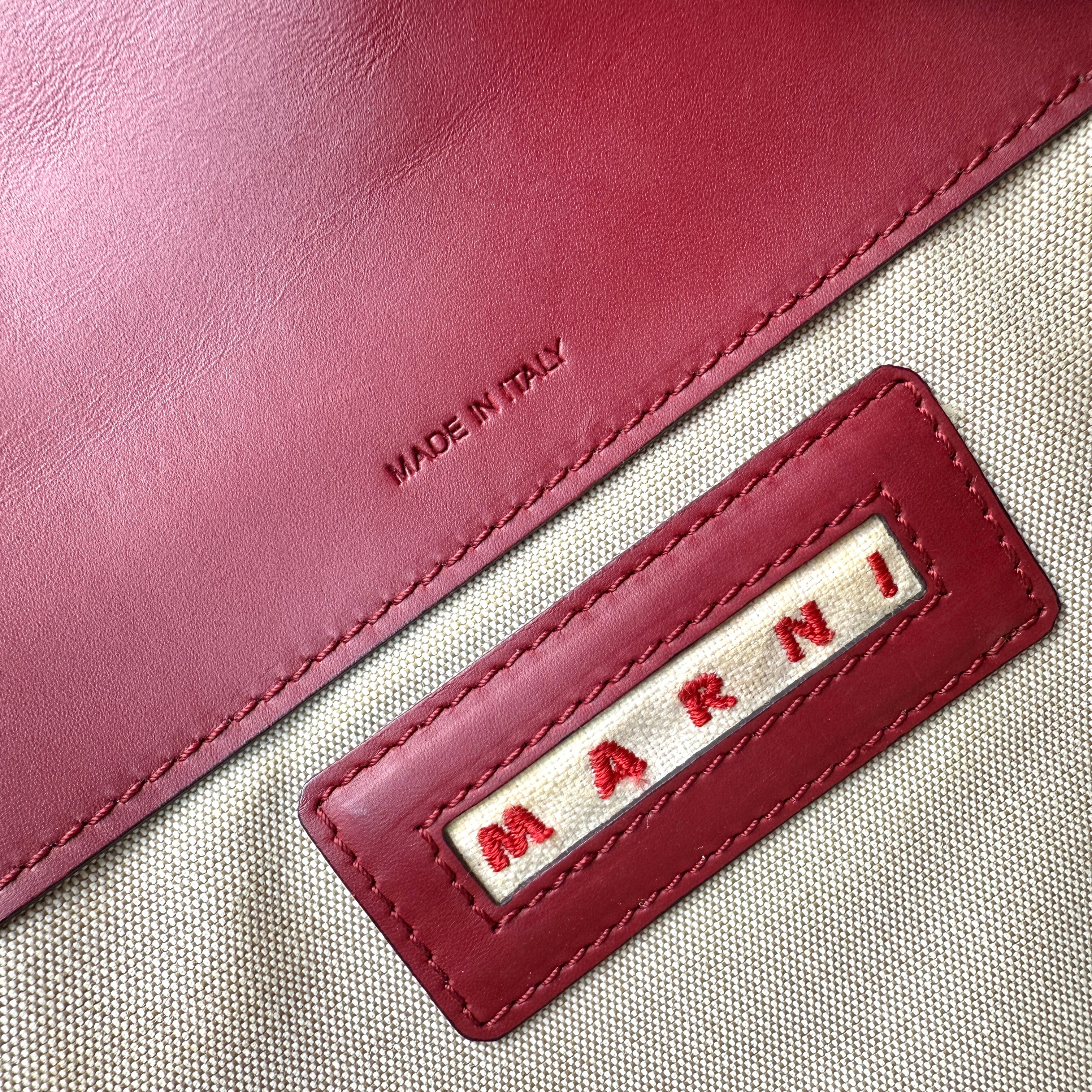 marni trunk medium leather shoulder bag red
