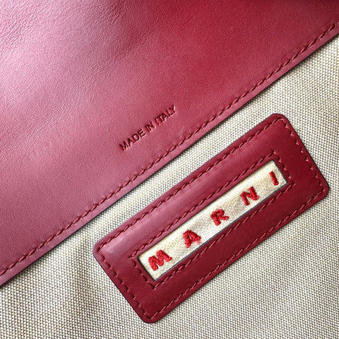 marni trunk medium leather shoulder bag red