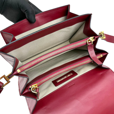 marni trunk medium leather shoulder bag red