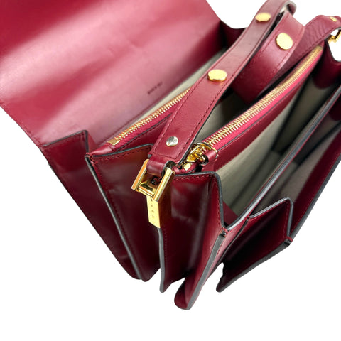 marni trunk medium leather shoulder bag red
