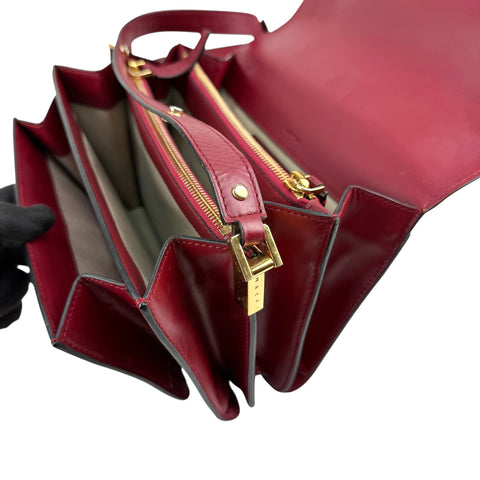 marni trunk medium leather shoulder bag red