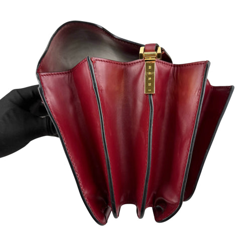 marni trunk medium leather shoulder bag red