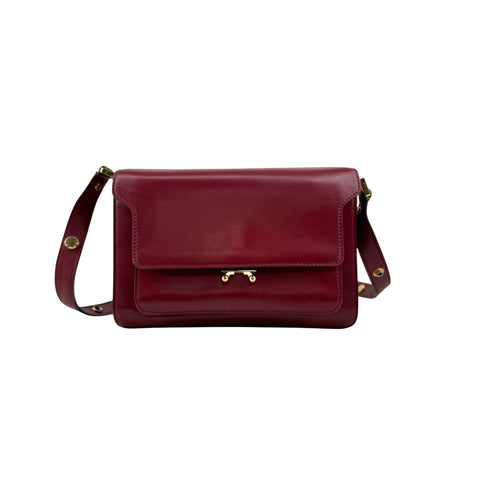 marni trunk medium leather shoulder bag red front