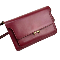 marni trunk medium leather shoulder bag red left front 45