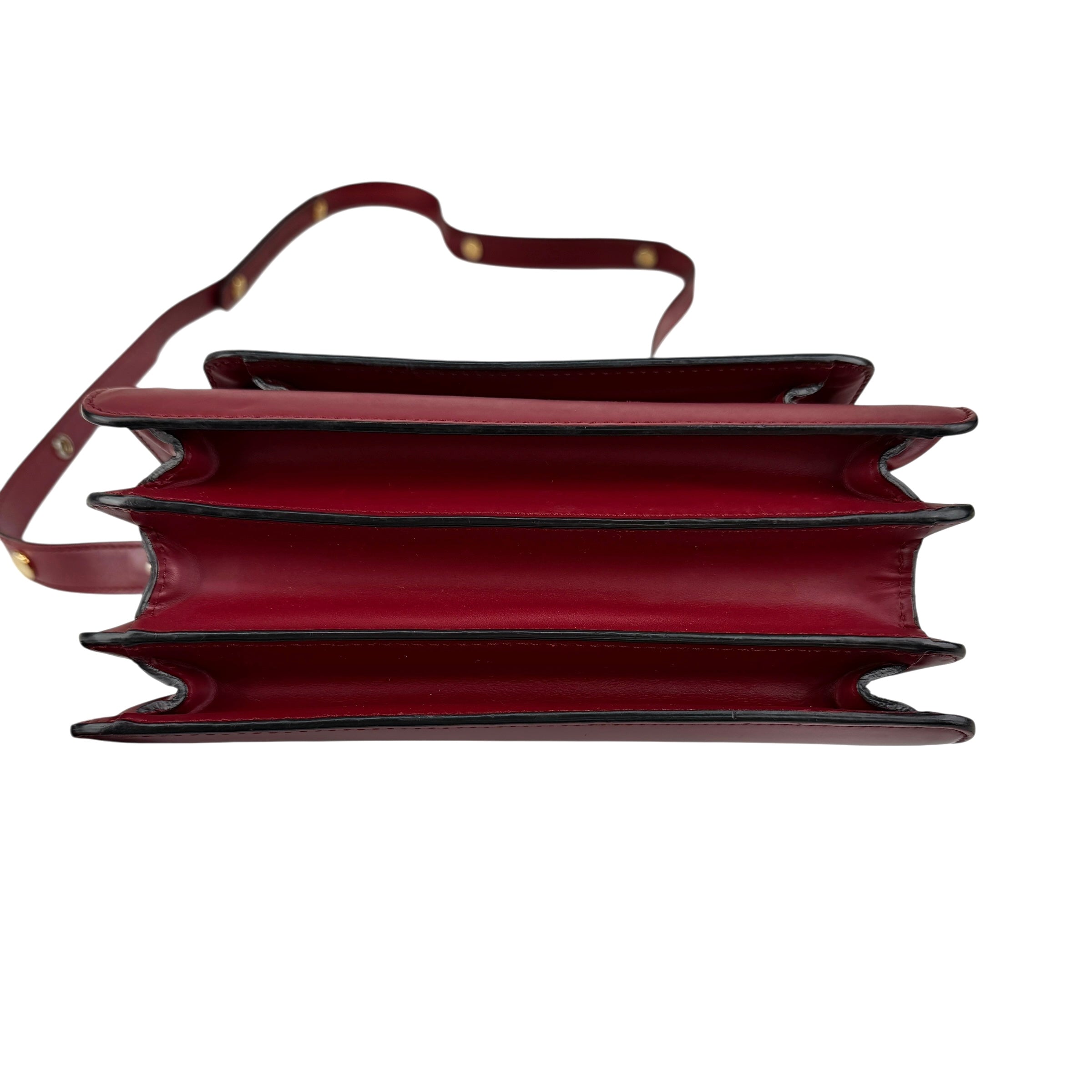 marni trunk medium leather shoulder bag red