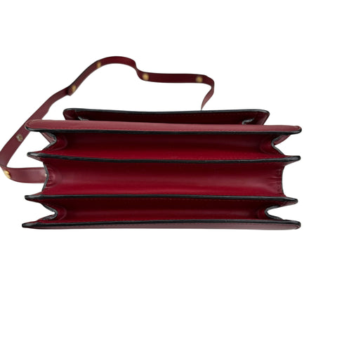 marni trunk medium leather shoulder bag red