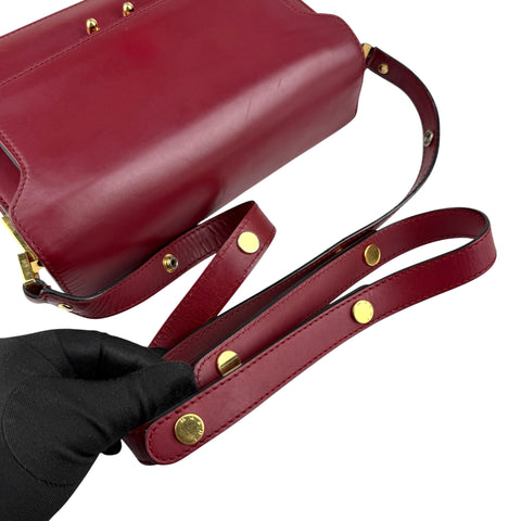marni trunk medium leather shoulder bag red