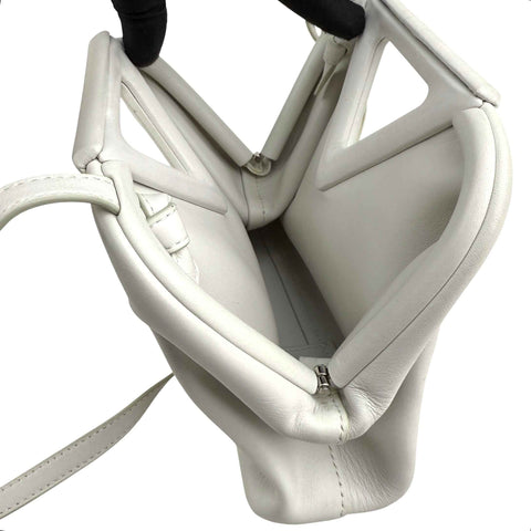 Bottega Veneta Calfskin The Point Triangle Bag Chalk