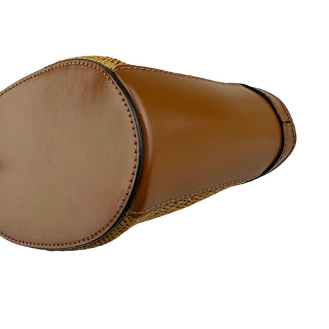 Marni Tropicalia Small Bucket Bag in brown leather and raffia-effect fabric