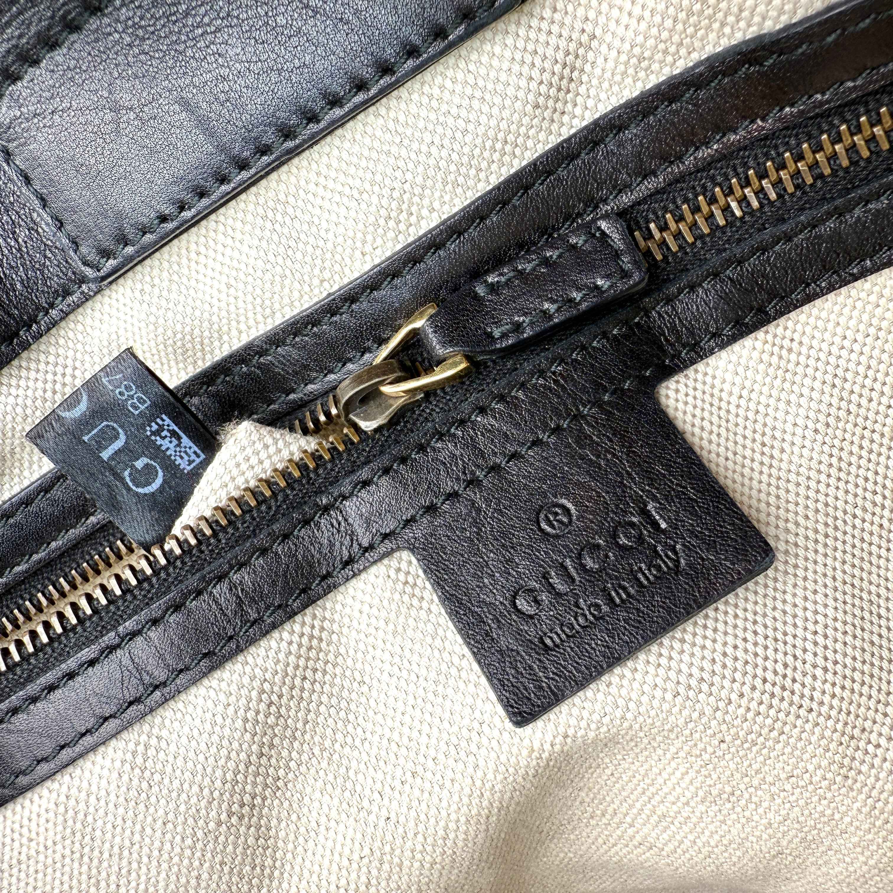 Gucci Black Leather GG Running Large Tote Bag