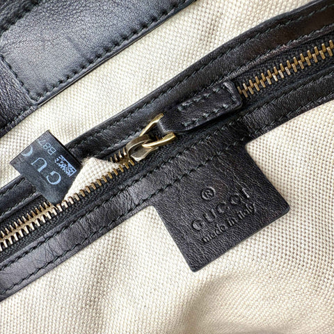 Gucci Black Leather GG Running Large Tote Bag