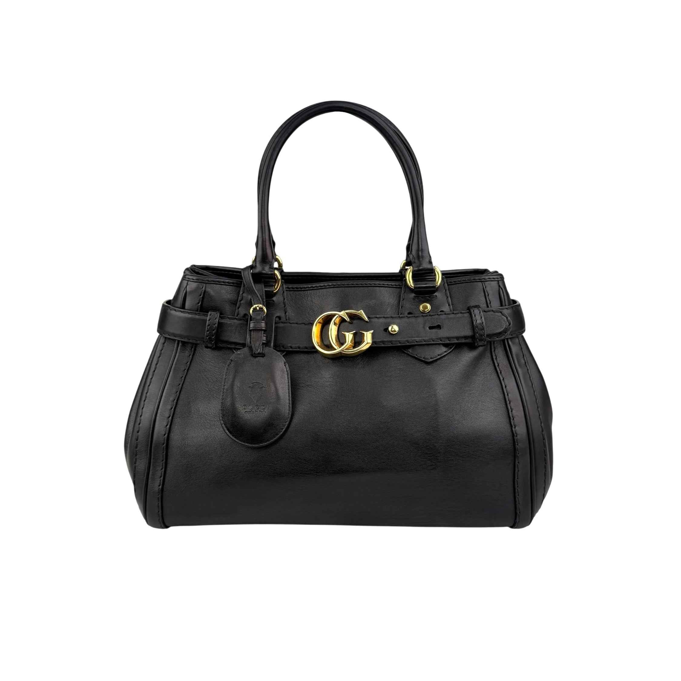 Gucci Black Leather GG Running Large Tote Bag
