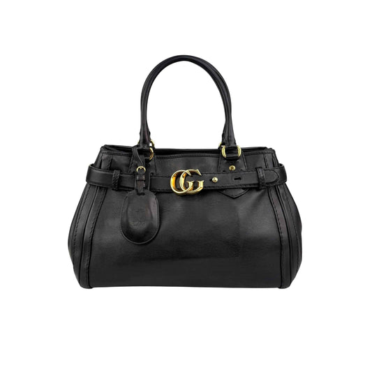 Gucci Black Leather GG Running Large Tote Bag