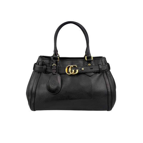Gucci Black Leather GG Running Large Tote Bag