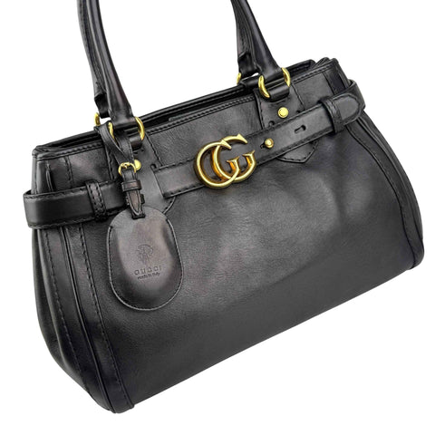 Gucci Black Leather GG Running Large Tote Bag