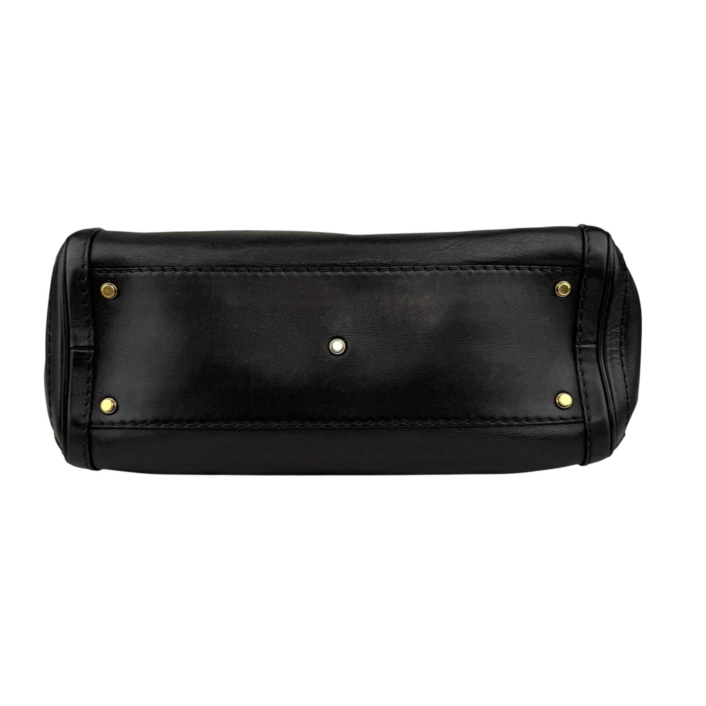 Gucci Black Leather GG Running Large Tote Bag