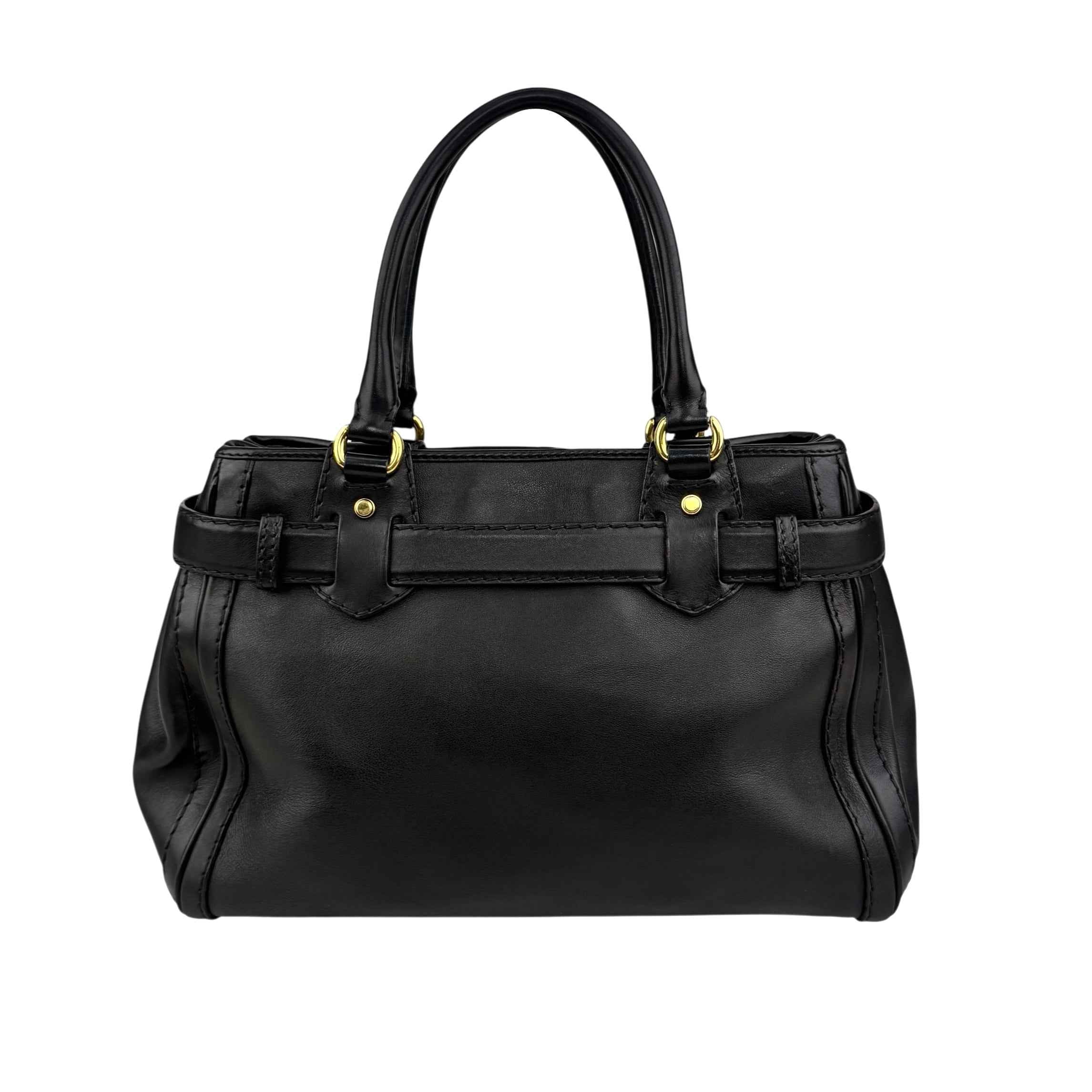 Gucci Black Leather GG Running Large Tote Bag