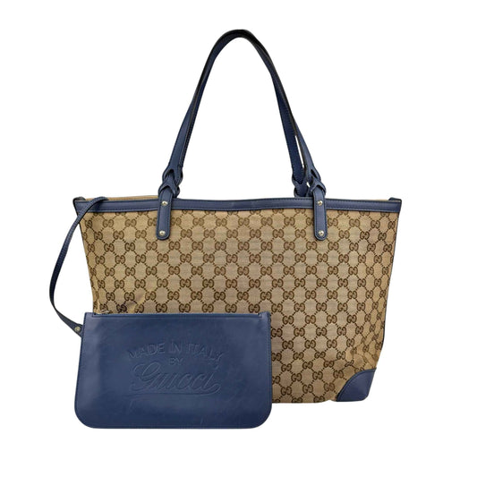 Gucci Beige/Blue GG Canvas Craft Original Tote Bag