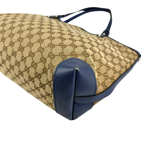 Pre-owned Gucci Beige/Blue GG Canvas Craft Original Tote Bag