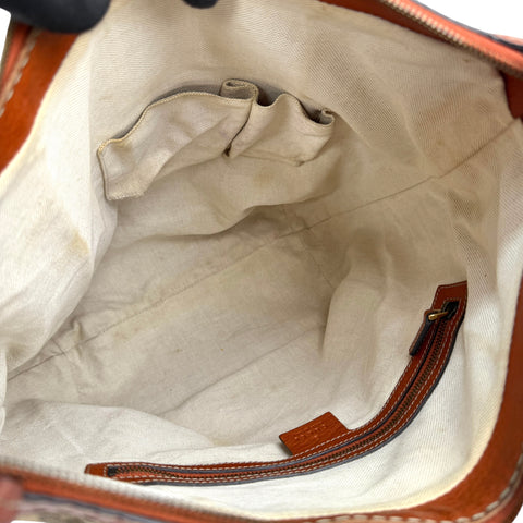 Pre-owned Gucci Orange/Beige GG Canvas and Leather GG Running Hobo