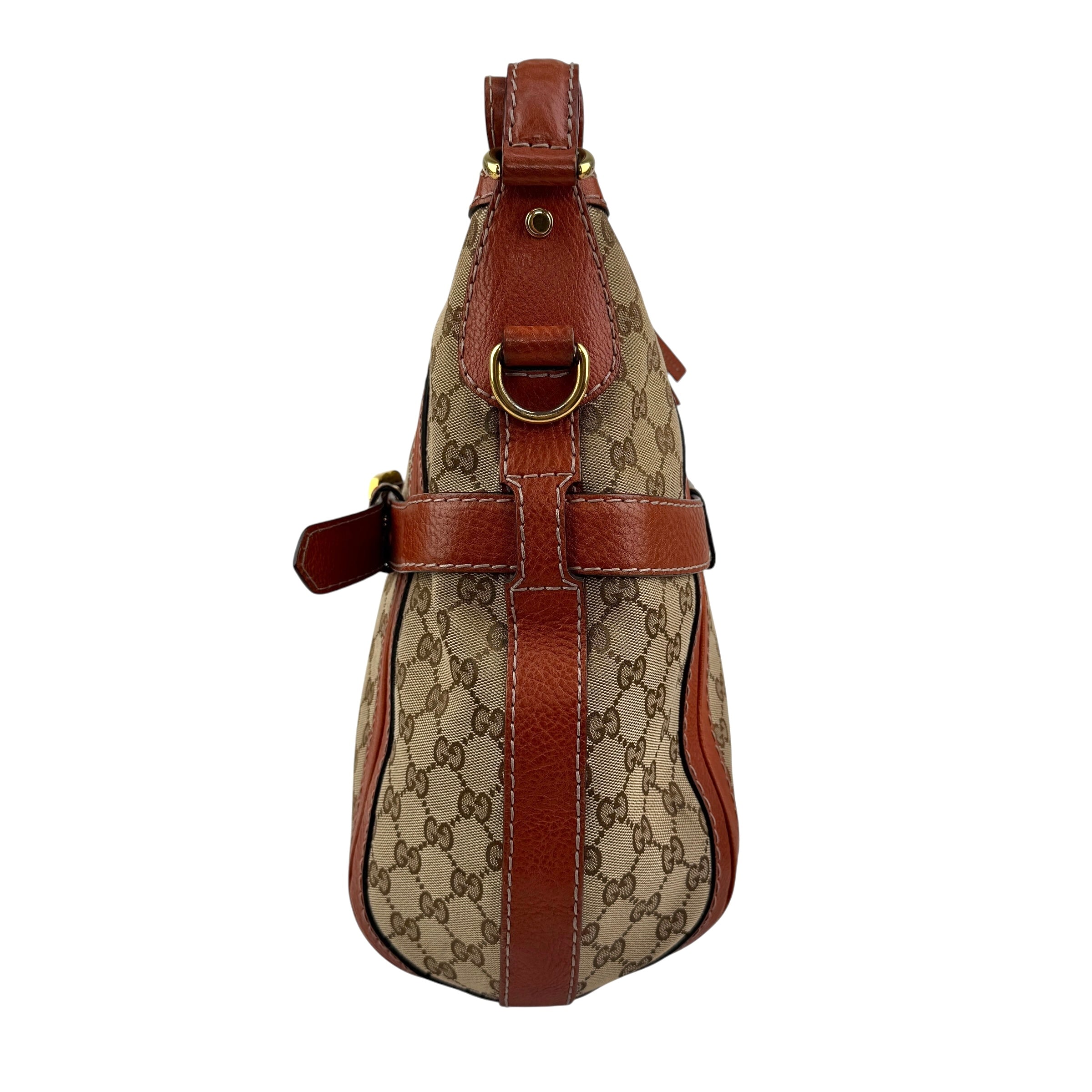 Pre-owned Gucci Orange/Beige GG Canvas and Leather GG Running Hobo