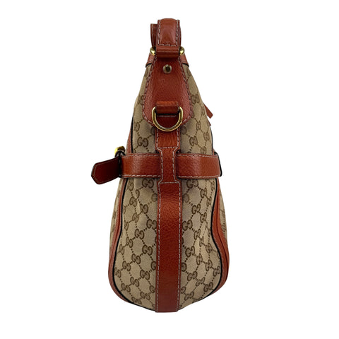 Pre-owned Gucci Orange/Beige GG Canvas and Leather GG Running Hobo