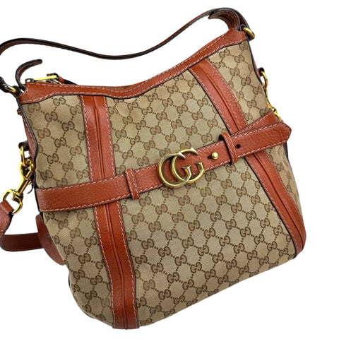 Gucci Orange/Beige GG Canvas and Leather GG Running Hobo