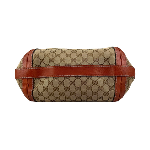 Pre-owned Gucci Orange/Beige GG Canvas and Leather GG Running Hobo
