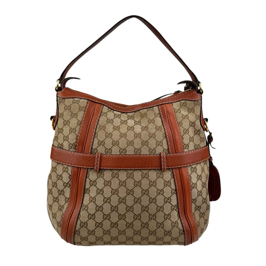 Gucci Orange/Beige GG Canvas and Leather GG Running Hobo