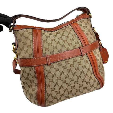 Gucci Orange/Beige GG Canvas and Leather GG Running Hobo
