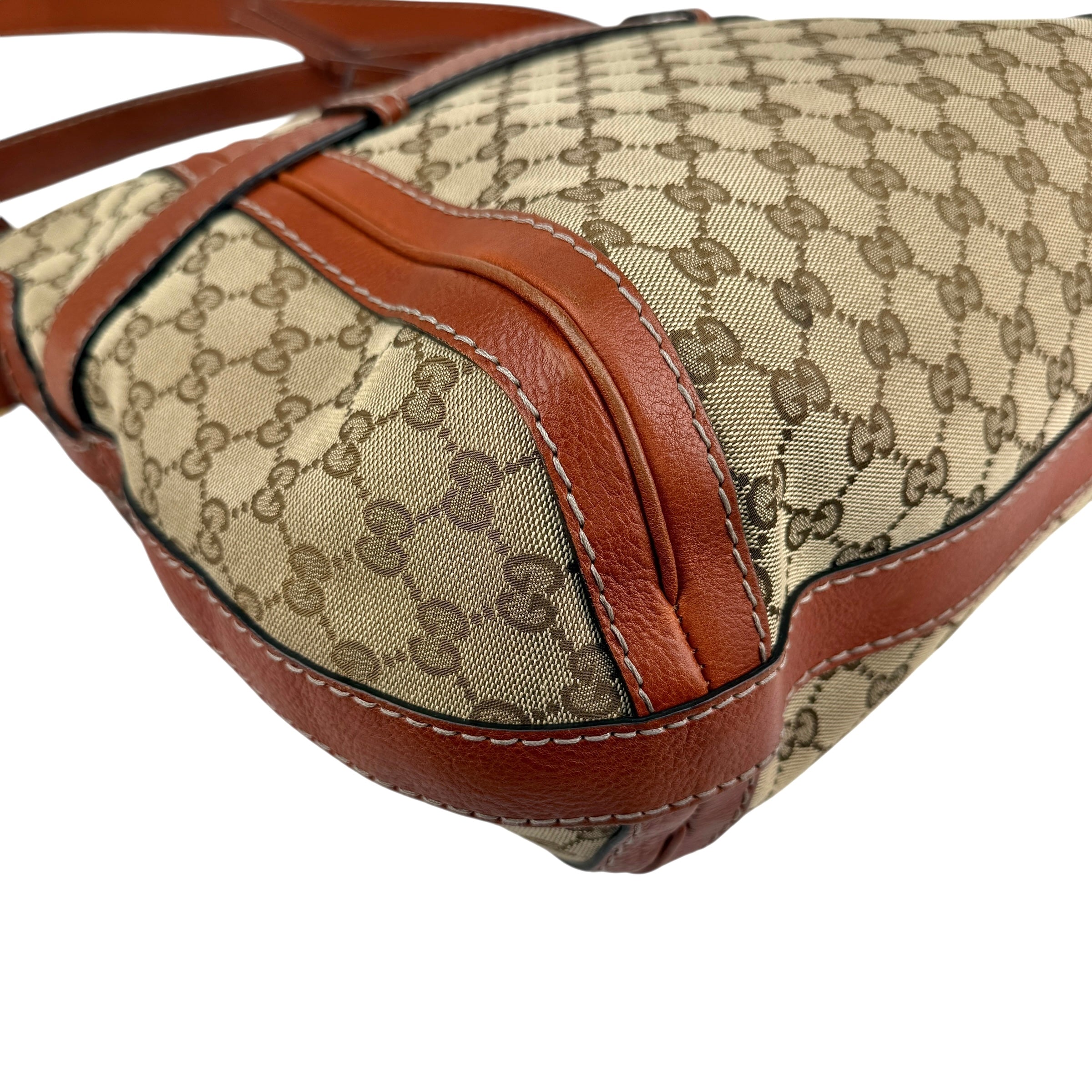 Pre-owned Gucci Orange/Beige GG Canvas and Leather GG Running Hobo