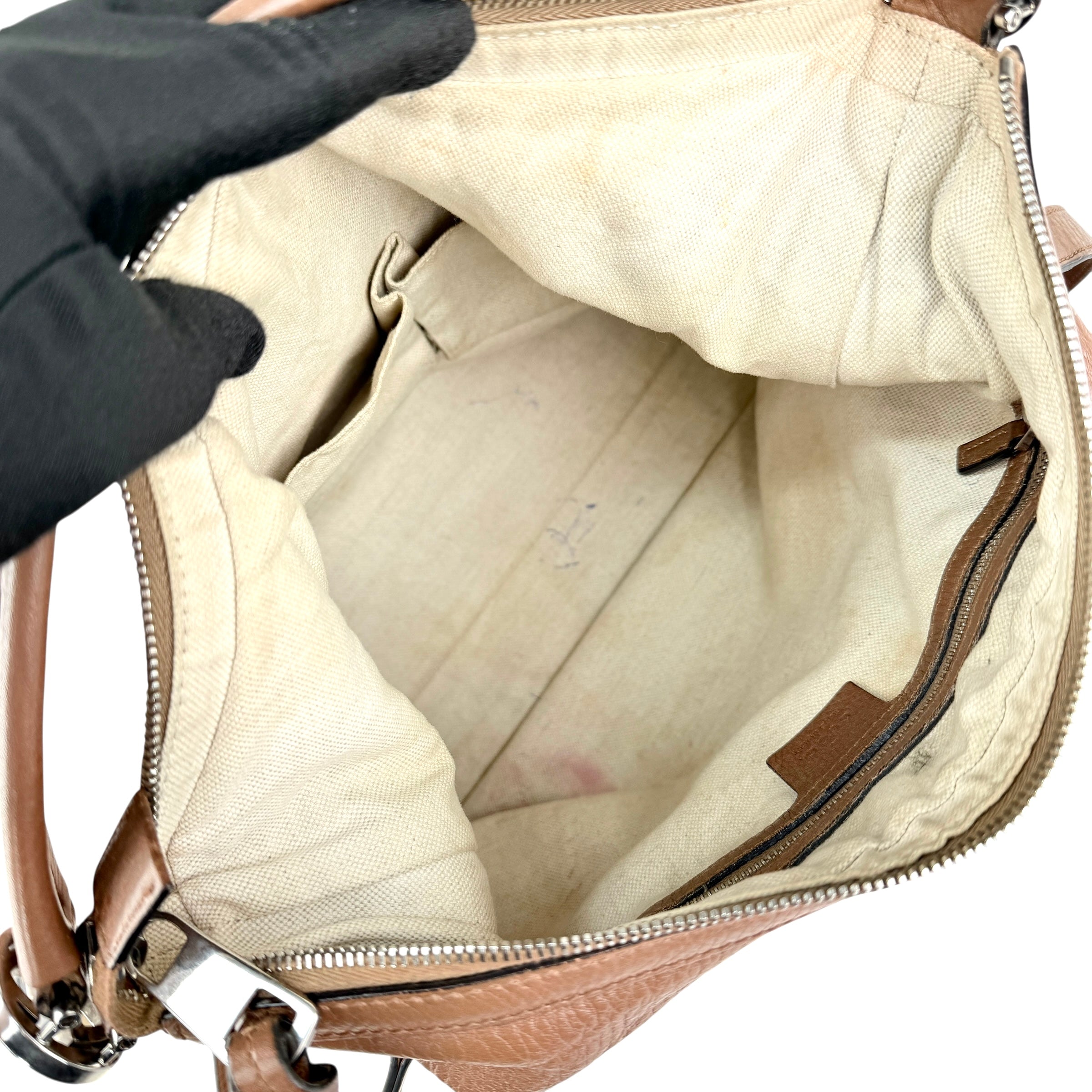 Pre-owned Gucci Brown Pebbled Leather Miss GG Original Hobo bag
