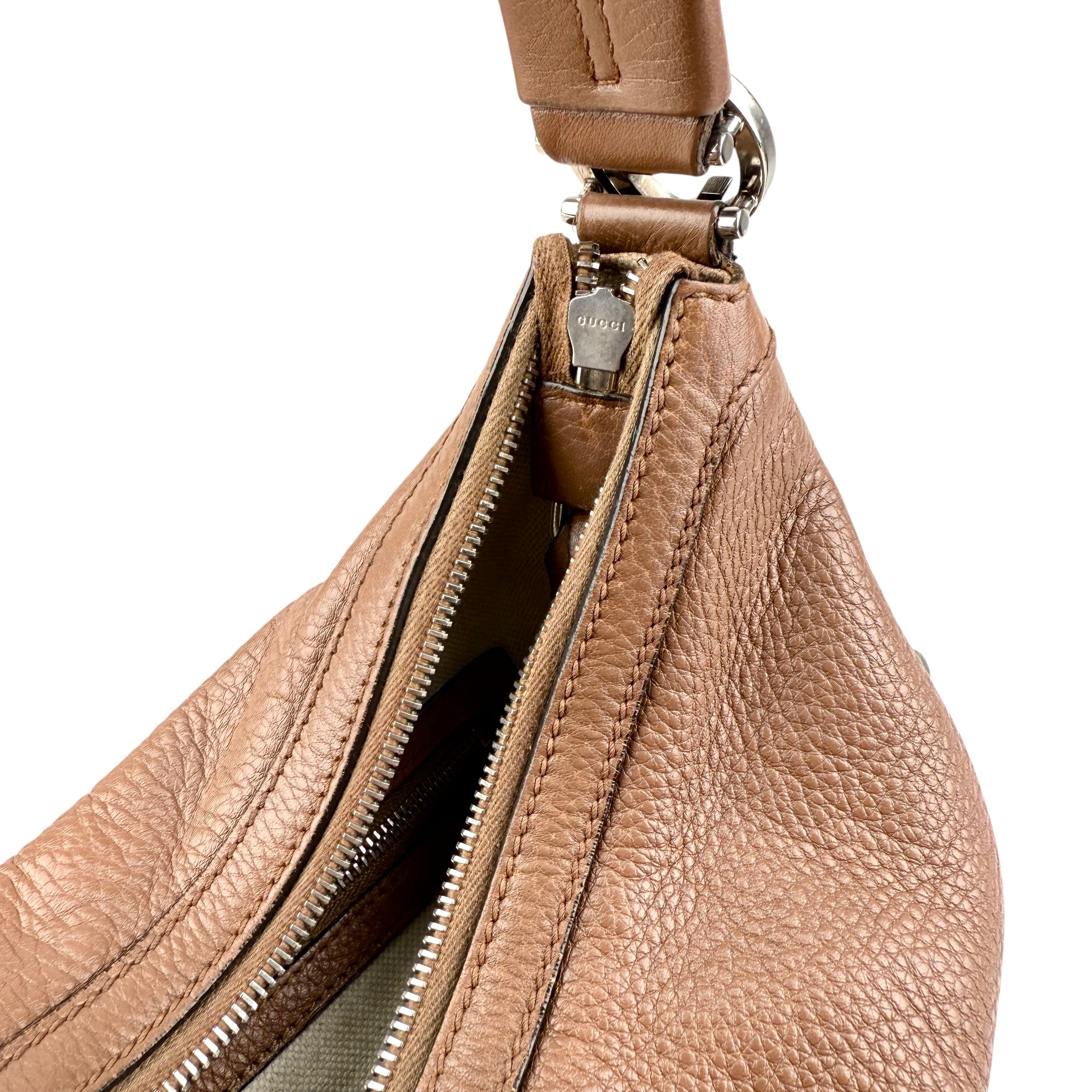 Pre-owned Gucci Brown Pebbled Leather Miss GG Original Hobo bag