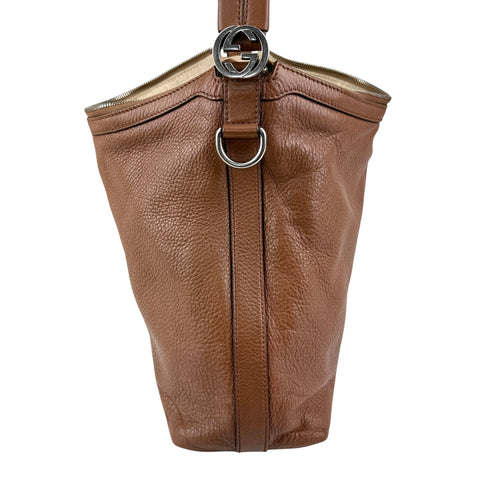 Pre-owned Gucci Brown Pebbled Leather Miss GG Original Hobo bag