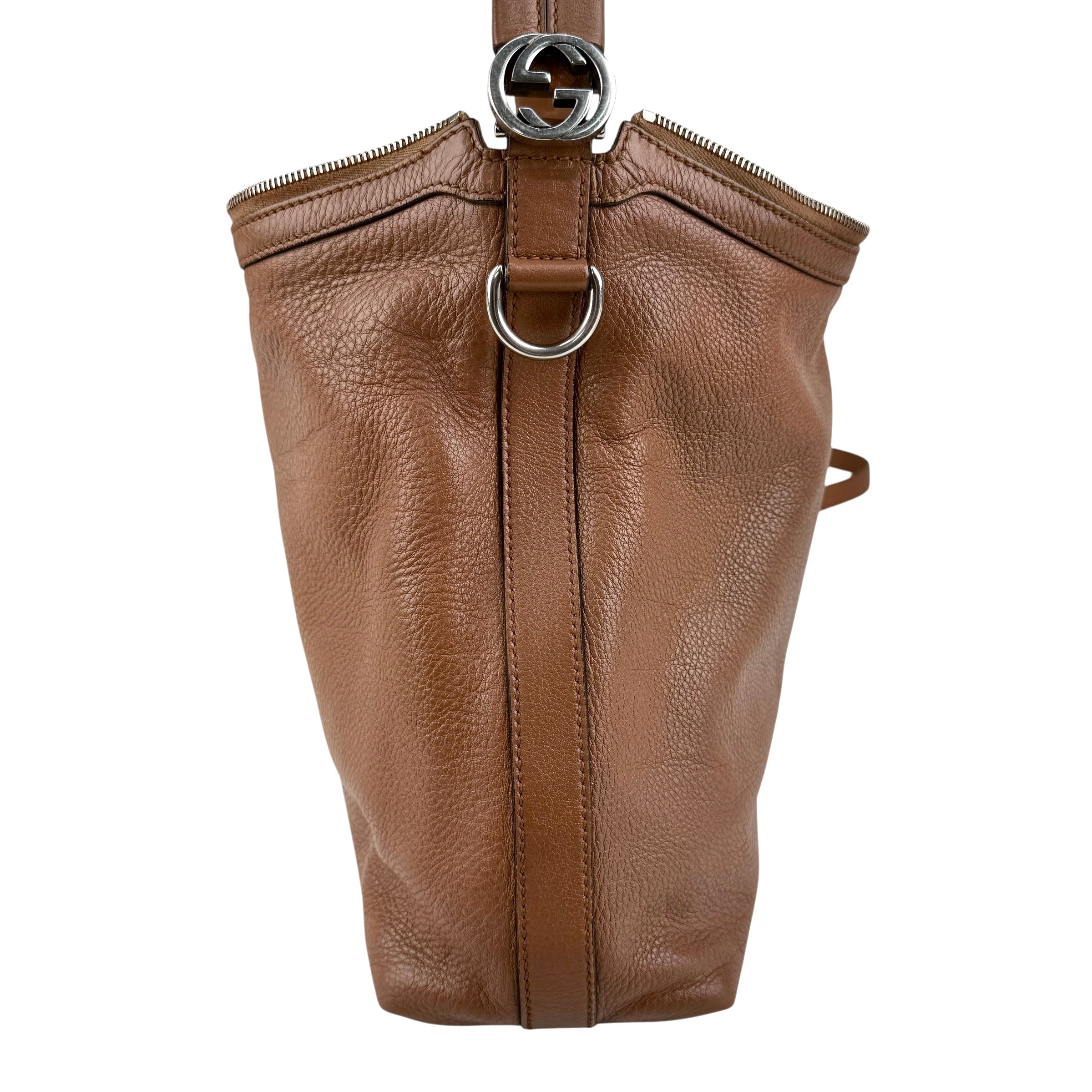 Pre-owned Gucci Brown Pebbled Leather Miss GG Original Hobo bag