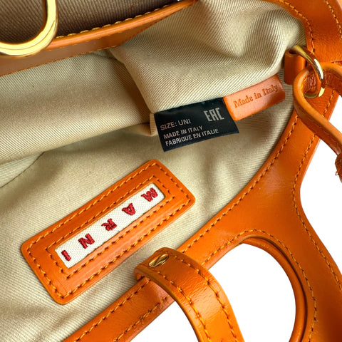 Pre-owned Marni Tropicalia Micro Bag Orange leather and raffia-effect fabric bag