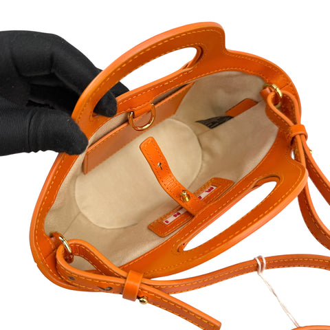 Pre-owned Marni Tropicalia Micro Bag Orange leather and raffia-effect fabric bag