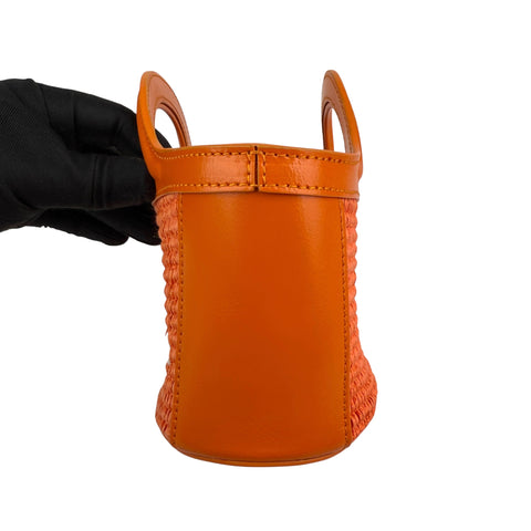 Pre-owned Marni Tropicalia Micro Bag Orange leather and raffia-effect fabric bag