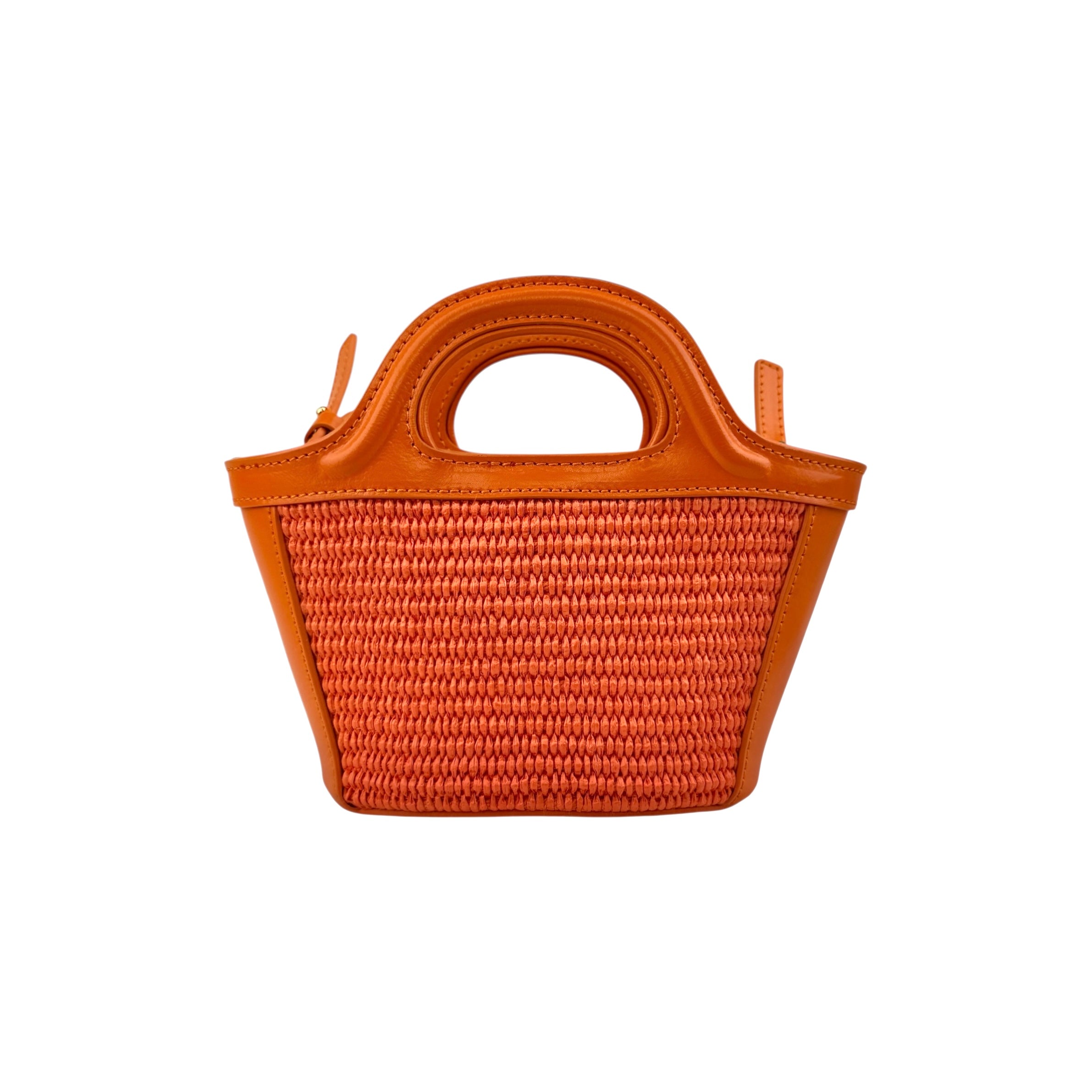Pre-owned Marni Tropicalia Micro Bag Orange leather and raffia-effect fabric bag