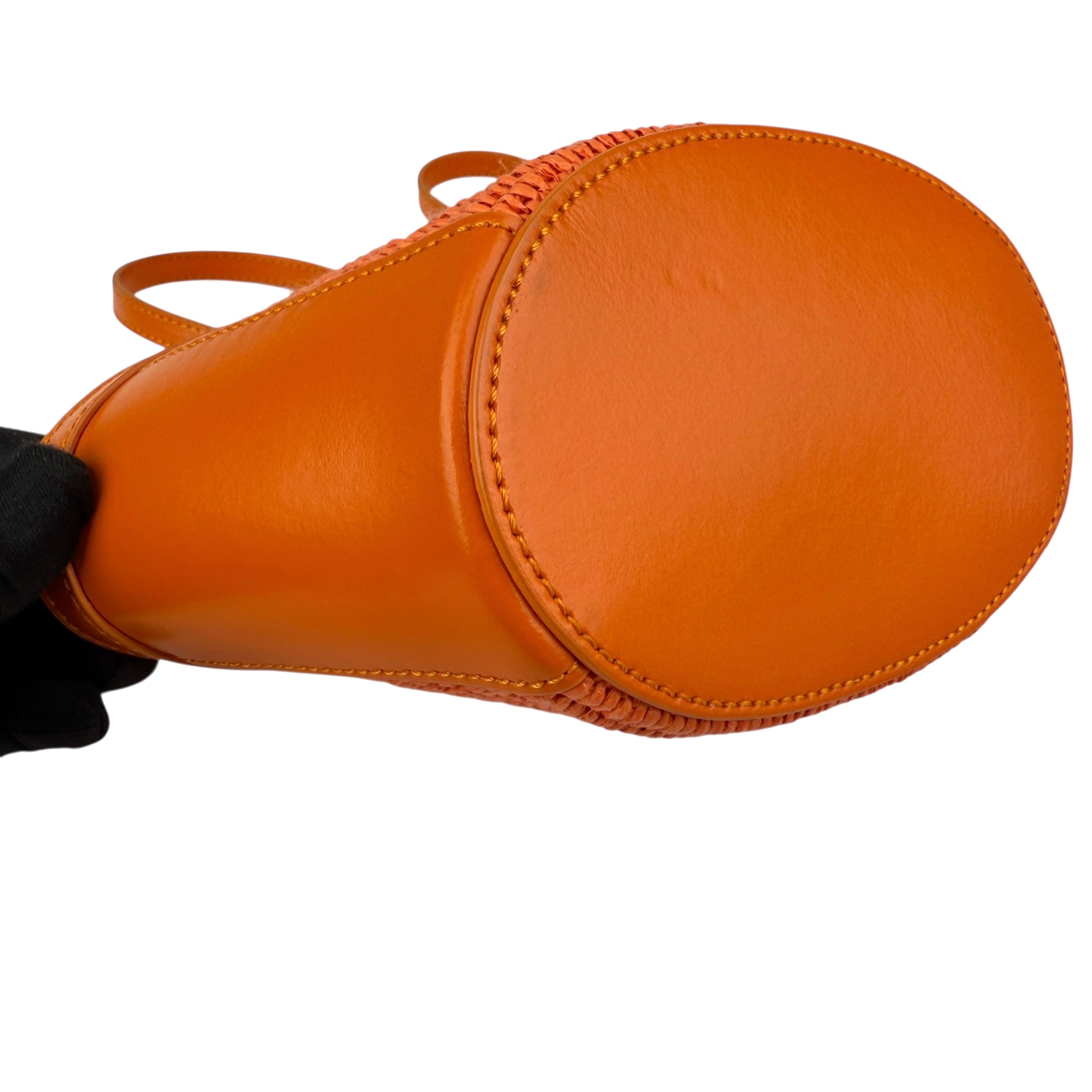 Pre-owned Marni Tropicalia Micro Bag Orange leather and raffia-effect fabric bag