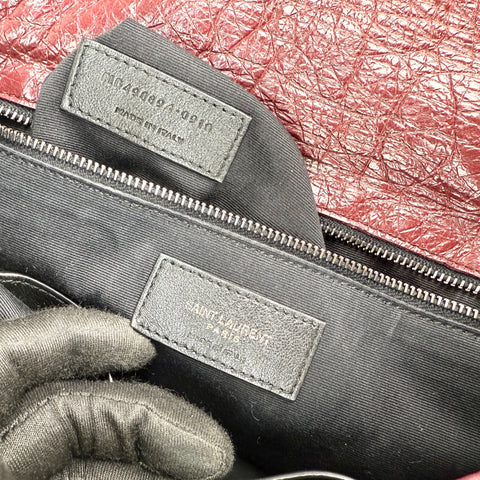 Pre-owned Saint Laurent Burgundy Crinkled Calfskin Leather Medium Niki bag