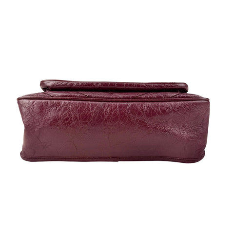 Pre-owned Saint Laurent Burgundy Crinkled Calfskin Leather Medium Niki bag