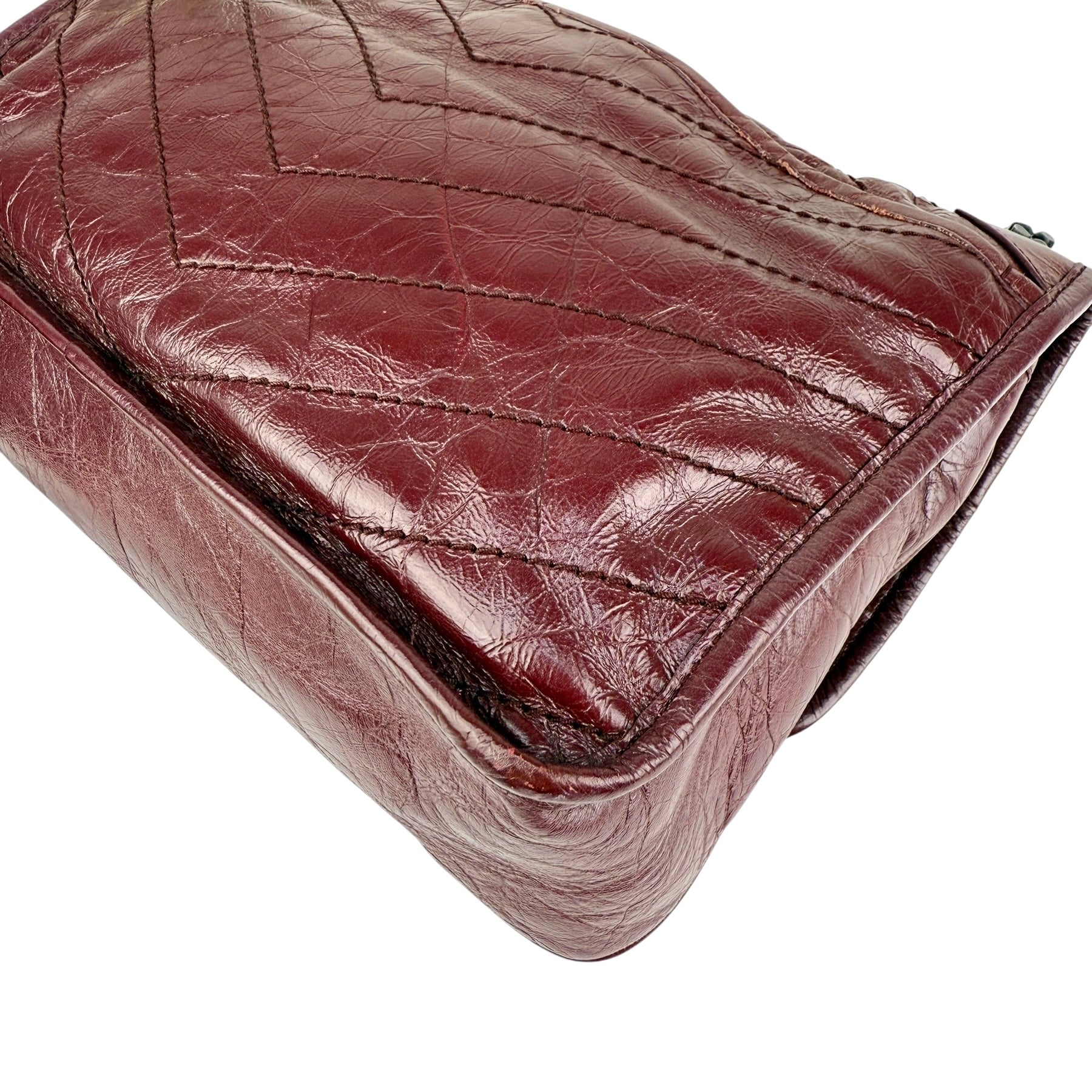 Pre-owned Saint Laurent Burgundy Crinkled Calfskin Leather Medium Niki bag