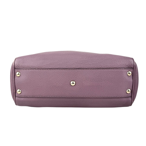 Pre-owned Gucci Purple Pebbled Leather Bamboo Top Handle Mini Shopper Tote Bag tote bag