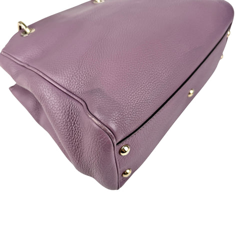 Pre-owned Gucci Purple Pebbled Leather Bamboo Top Handle Mini Shopper Tote Bag tote bag