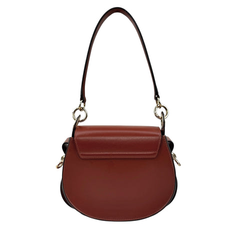 Pre-owned Chloé Tess Bag In Smooth And Suede Leather In Brown bag back view