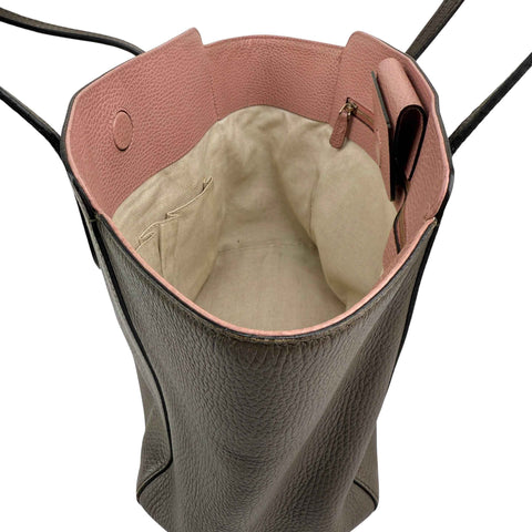 Gucci Grey Pebbled Calfskin Leather Swing Tote Bag