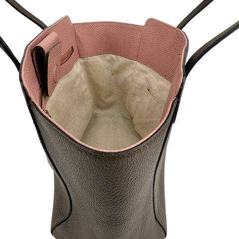 Gucci Grey Pebbled Calfskin Leather Swing Tote Bag