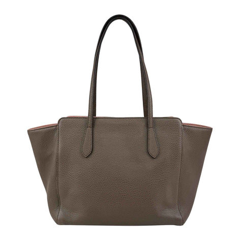 Gucci Grey Pebbled Calfskin Leather Swing Tote Bag