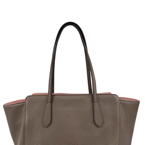 Gucci Grey Pebbled Calfskin Leather Swing Tote Bag